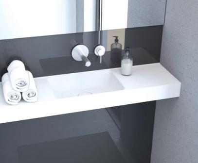 Ausgefallenes Waschbecken für Gäste WC mit schmalem Waschtisch