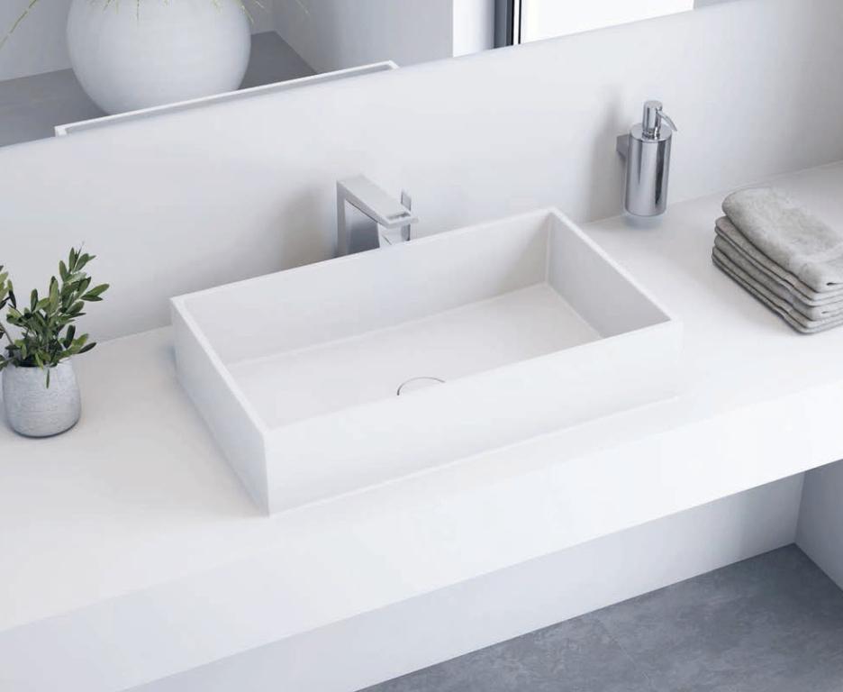 asymmetrisches Aufsatzwaschbecken rechteckig